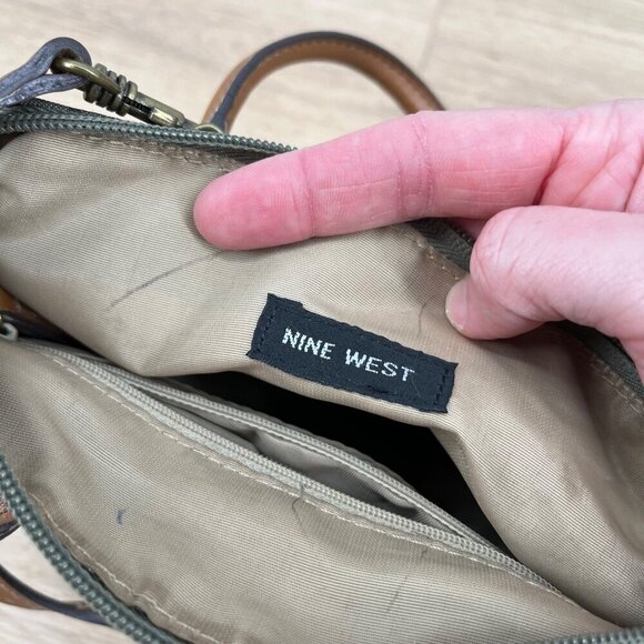 Nine West VTG Mini Purse Bag Brown Gray 90s Y2K Shoulder Strap Double Handle - Picture 9 of 14